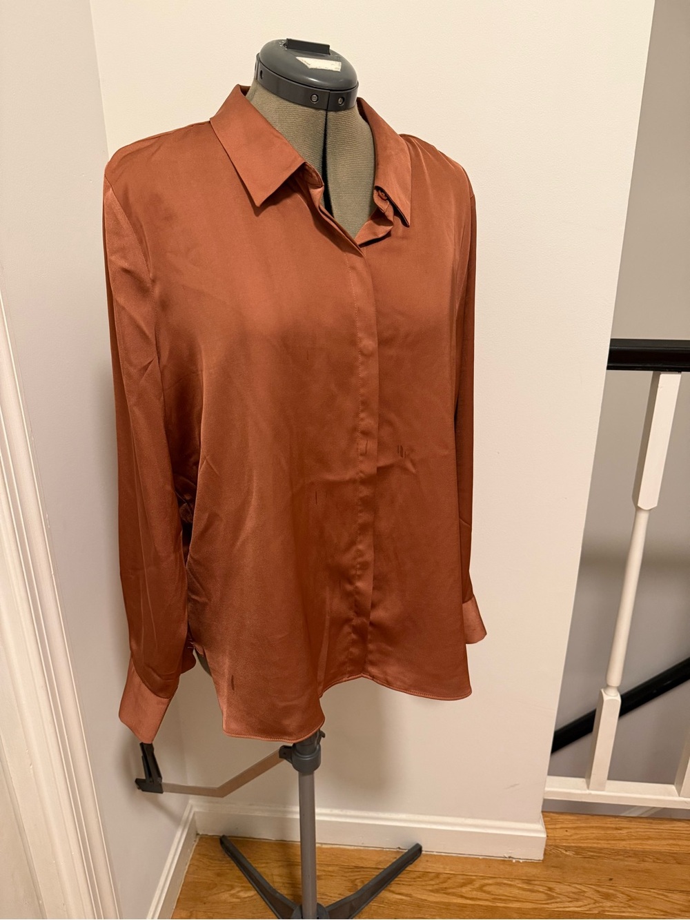a new day Satin Button-Down Shirt in Rust